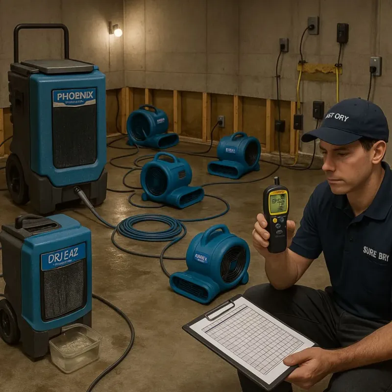 Structural Drying and Dehumidification process in Woods Creek, WA